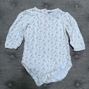 Chaps Ditsy Floral Calico White Long Sleeve Onesie Baby Girl Bodysuit 18 Months